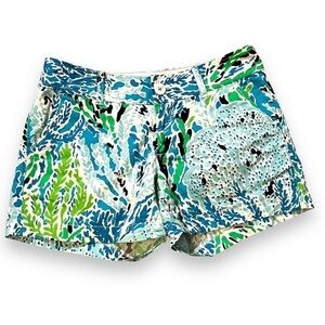 Lilly Pulitzer Callahan Shorts in Lets Cha Cha Blue Preppy Beach Size 2 32376